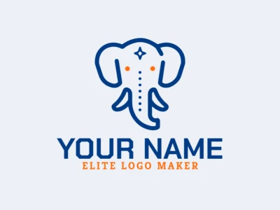 Un logotipo hermoso y dinámico de cabeza de elefante azul en estilo animal, diseñado para un diseño impactante y memorable.