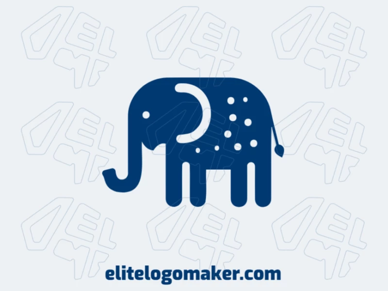 Una plantilla de logotipo elegante con un elefante azul minimalista, diseñado con líneas limpias para un aspecto moderno y sofisticado.