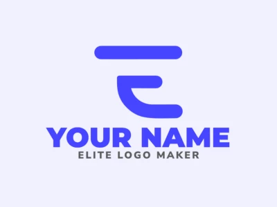 Un buen logotipo minimalista con la letra "E" azul, diseñado con formas simples para un aspecto limpio y profesional.