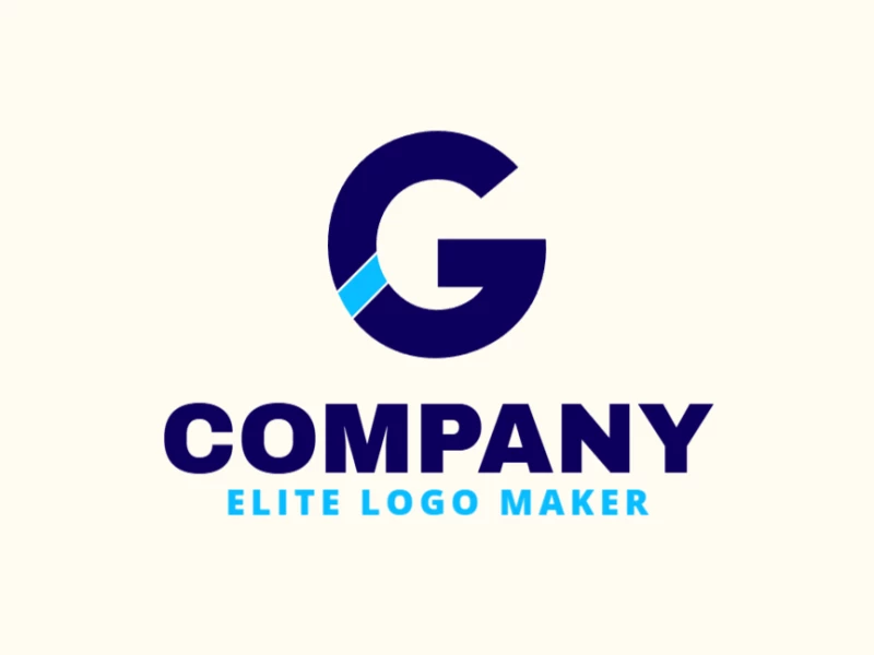 Una plantilla de logo económica y minimalista, con la letra 'G' azul y formas simples y limpias para un diseño moderno.