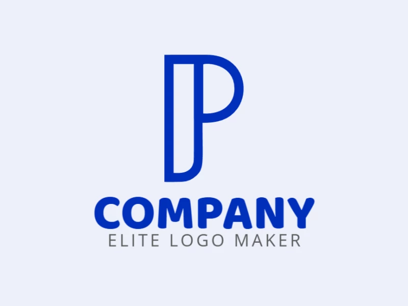 Un logotipo minimalista personalizable con la letra 'P' azul, diseñado con formas limpias y líneas simples para una identidad visual moderna y flexible.