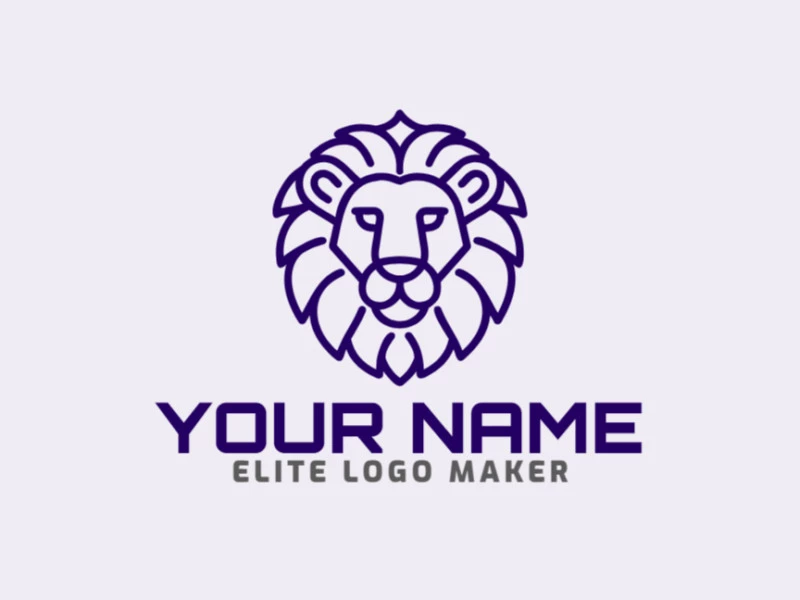 Un logotipo monolineal atractivo y llamativo que presenta un león azul elegante, diseñado con líneas continuas para crear una apariencia limpia y elegante.