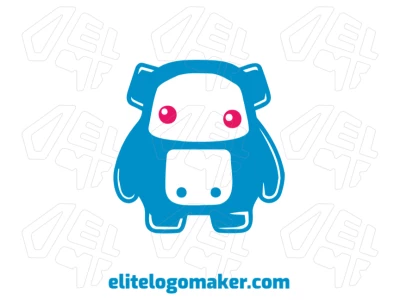 Diseño de logotipo gracioso y cautivador de monstruo azul en estilo pictórico, perfecto para destacar con encanto y creatividad.