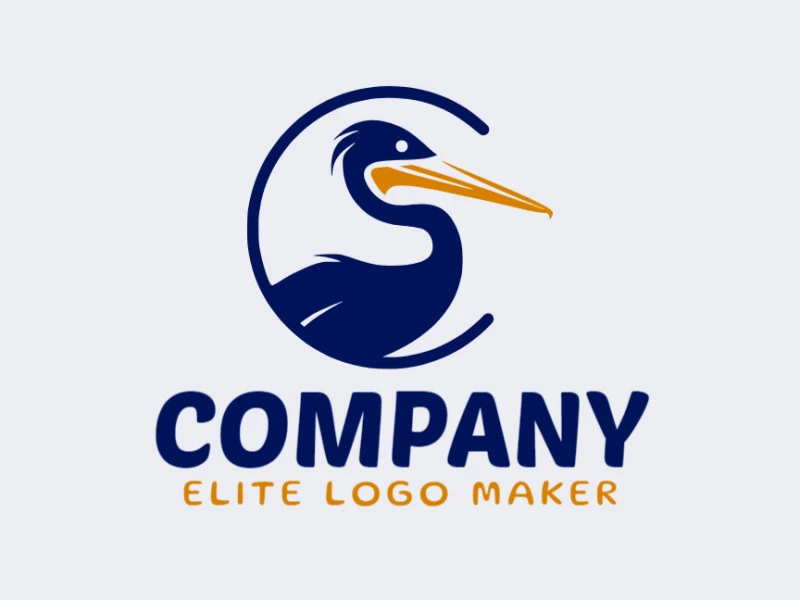 Logotipo con diseño creativo, formando un pelícano azul con estilo creativo y colores personalizables.