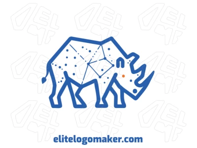 Un rinoceronte azul con varios efectos abstractos, diseñado como mascota con una apariencia poderosa y audaz para un logotipo creativo.