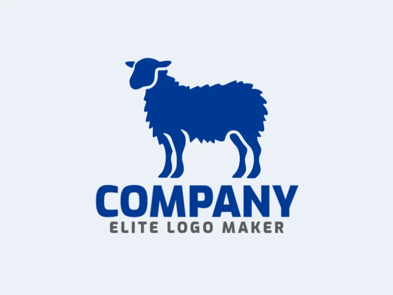 Logotipo disponible para venta en forma de una oveja azul con estilo pictórico y color azul oscuro.