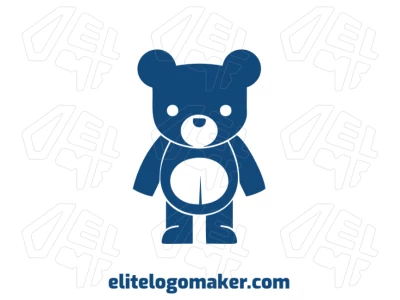 Diseño llamativo con un oso azul de peluche en estilo simétrico que combina encanto y simplicidad en un solo logotipo.