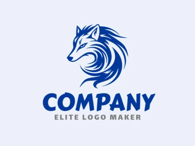 Logotipo vectorial en forma de un Lobo Azul con diseño abstracto y color azul oscuro.