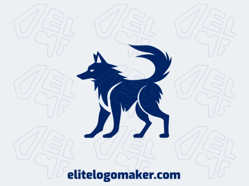 Un logo design dinámico y distinguido con un lobo azul en estilo abstracto, ideal para identidades de marca modernas e impactantes.