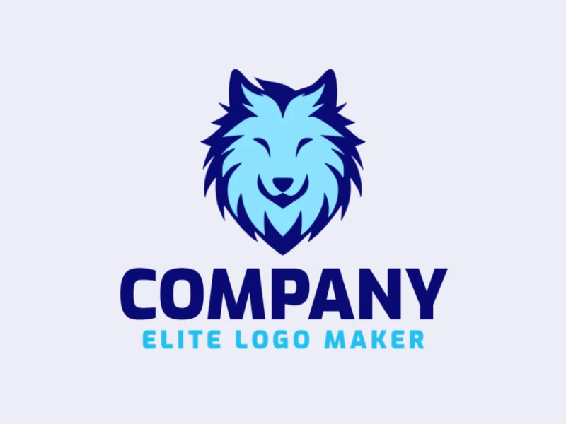 Concepto de logotipo animal con enfoques creativos que forman un Lobo Azul.