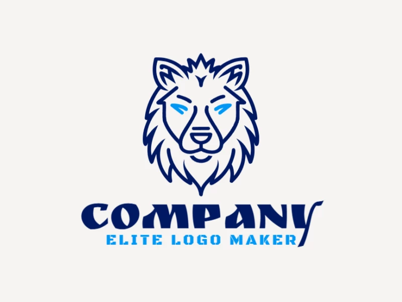 Un logotipo de lobo azul perfecto y personalizable en estilo animal, diseñado para captar audacia y adaptabilidad a un precio accesible.