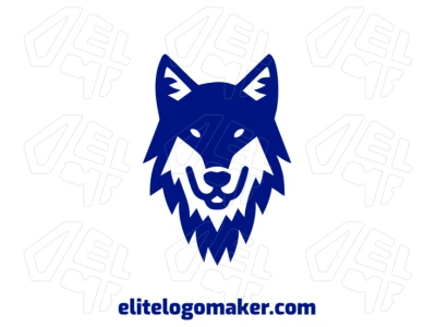 Un buen logo de mascota con cabeza de lobo azul y diseño profesional y elegante, perfecto para una marca fuerte.