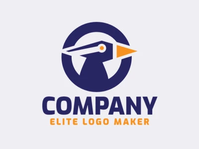 Crear un logotipo para su empresa en forma de un pájaro azul, con estilo abstracto y colores azul y naranja.