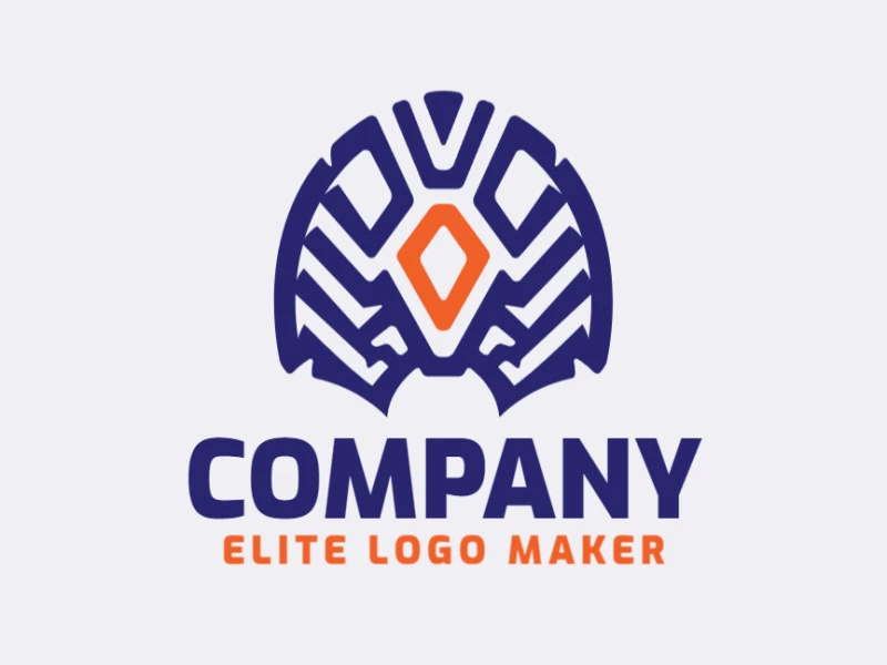 Logotipo memorable en forma de un pájaro azul con estilo simétrico y colores personalizables.