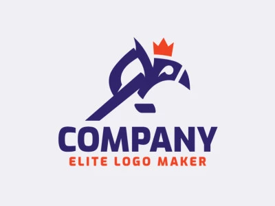 Logotipo con diseño creativo, formando un pájaro azul con estilo abstracto y colores personalizables.