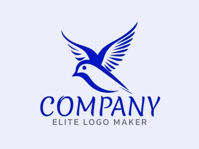 Logotipo minimalista con formas sólidas que forman un pájaro azul con un diseño refinado y color azul oscuro.