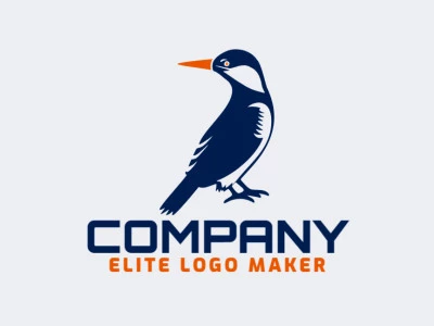 Logotipo memorable en forma de un pájaro azul con estilo animal y colores personalizables.