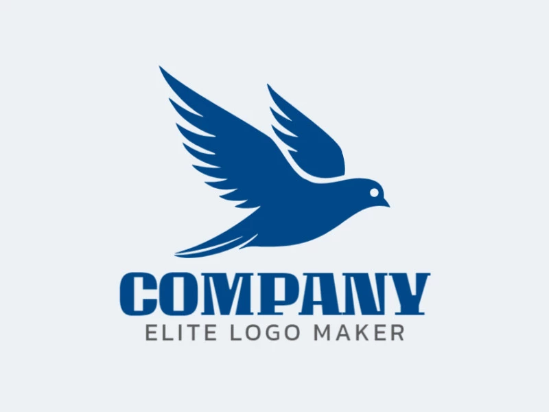 Logotipo con diseño creativo, formando un pájaro azul con estilo pictórico y colores personalizables.