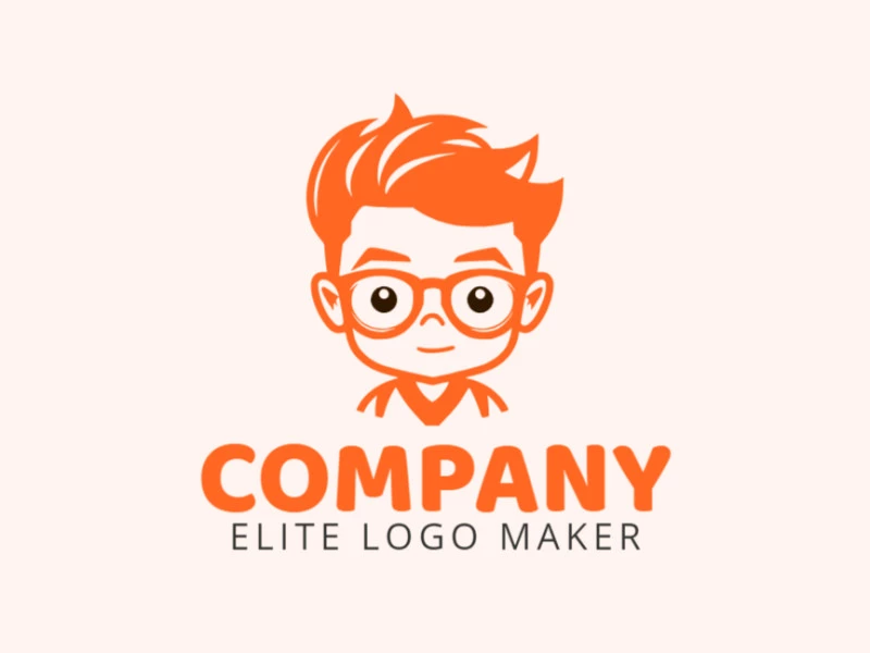 Crea un logotipo ideal para tu negocio en forma de un chico con un estilo minimalista y colores personalizables.