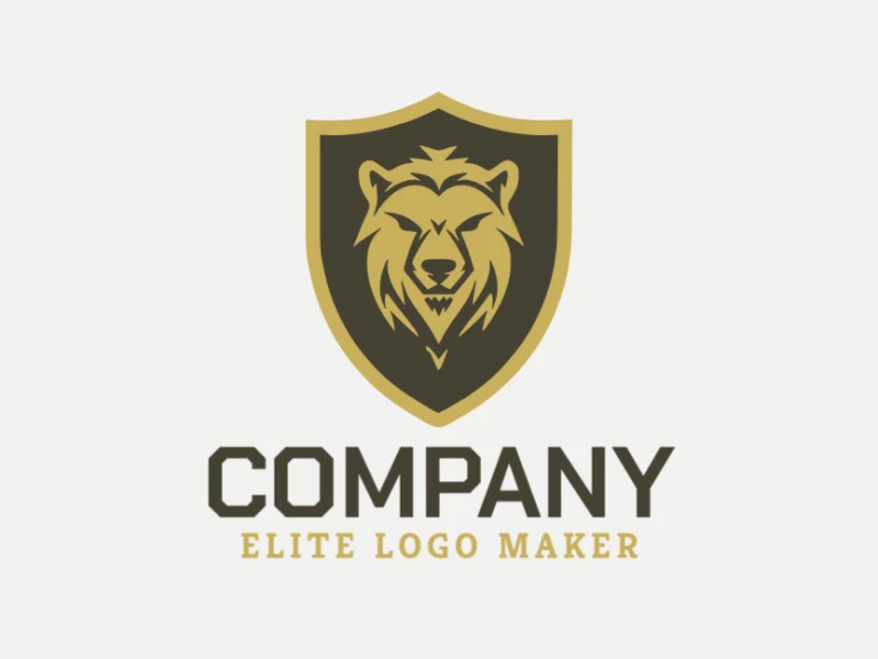 Logotipo personalizable en forma de un oso valiente con diseño creativo y estilo emblema.