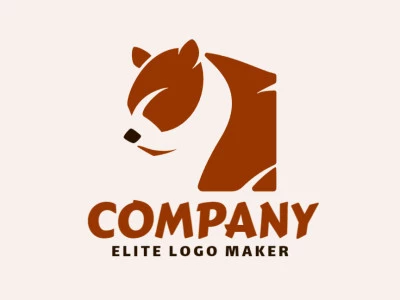 Un logotipo de oso pardo minimalista, con colores marrón y negro, da una impresión fuerte y reconocible.