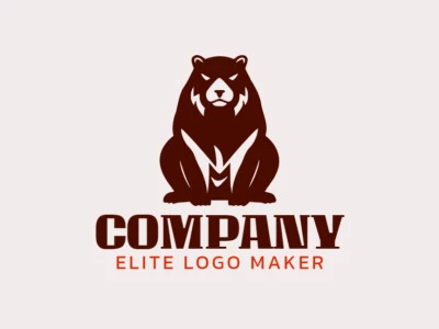 Logotipo creativo en forma de un oso pardo con un diseño memorable y un estilo mascota, el color utilizado es el marrón oscuro.