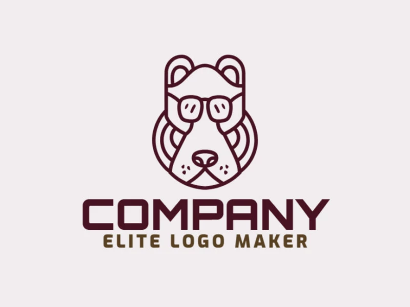 Logotipo de vector en forma de un oso pardo con estilo monoline y color marrón.