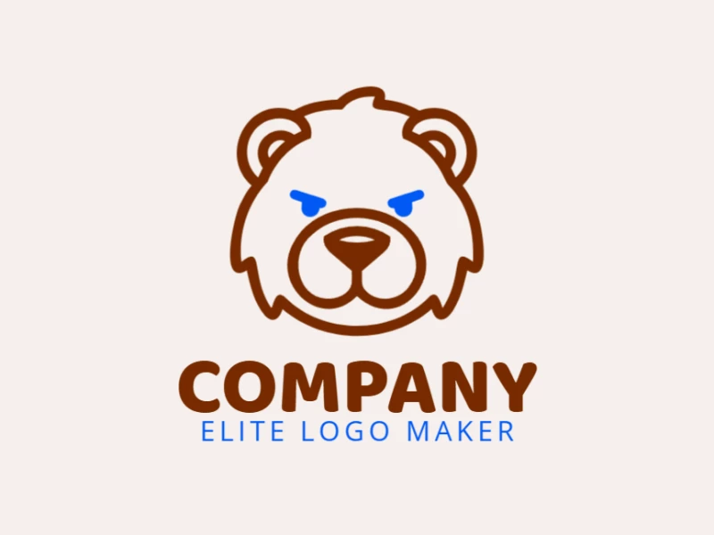 Un logotipo refinado de cabeza de oso marrón minimalista, con un diseño limpio y moderno ideal para marcas versátiles.