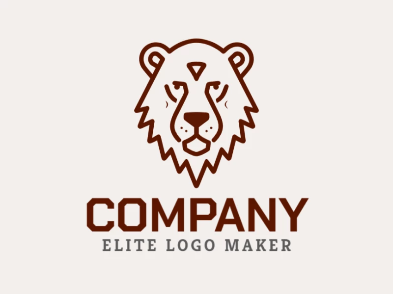 Un logotipo llamativo de cabeza de oso marrón en estilo monoline, diseñado para una apariencia limpia y elegante en marcas modernas.