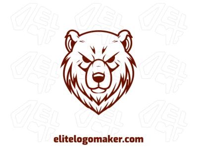 Un logo personalizable con cabeza de oso marrón y diseño detallado, ofreciendo un estilo abstracto único para una marca versátil.