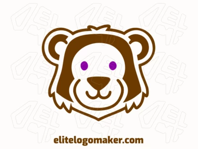 Un logo atractivo abstracto con la cabeza de un oso marrón y ojo morado, diseñado con formas audaces y detalles creativos para una identidad de marca única y memorable.