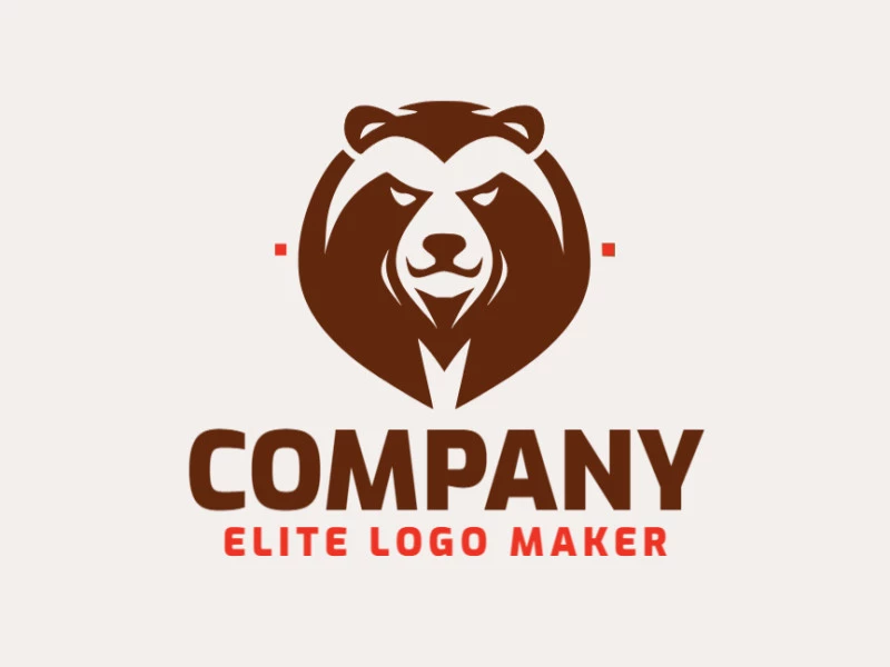 Logotipo creativo en forma de una cabeza de oso pardo con diseño refinado y estilo simétrico.