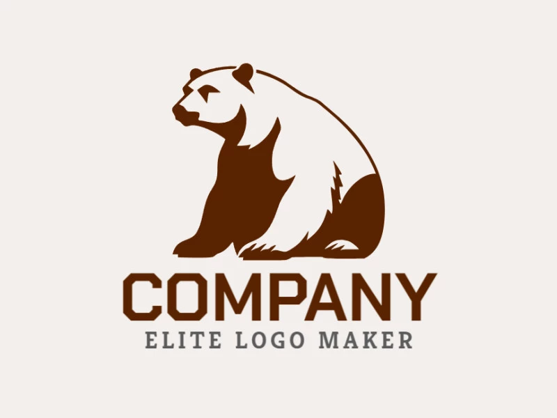 Logotipo creativo en forma de un oso pardo sentado con diseño refinado y estilo simple.