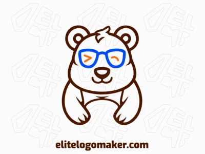 Hermoso logotipo monolineal de un oso marrón con gafas, diseñado con líneas limpias y elegantes para una identidad visual moderna y con estilo.