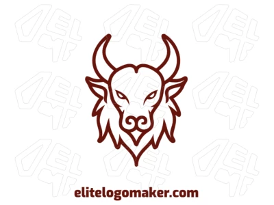 Logotipo creativo en estilo mascota con toro marrón y diseño editable, perfecto para una marca audaz con personalización rápida.