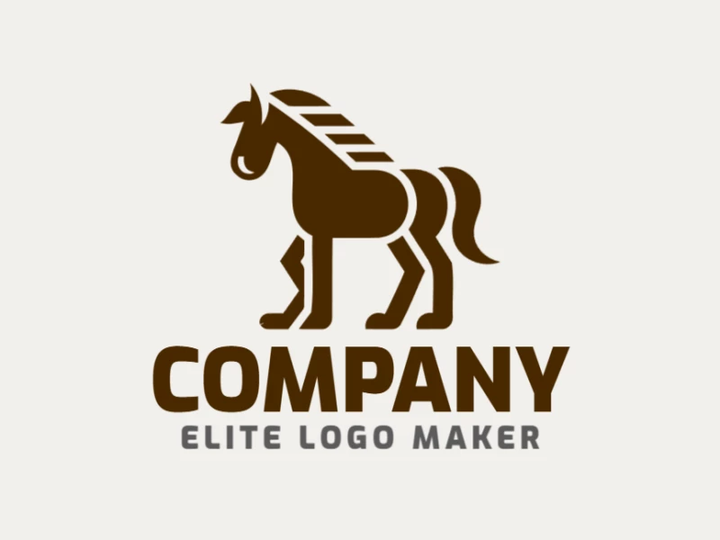 Un logo creativo minimalista con un elegante caballo marrón, que captura elegancia y movimiento con líneas limpias y una estética moderna.