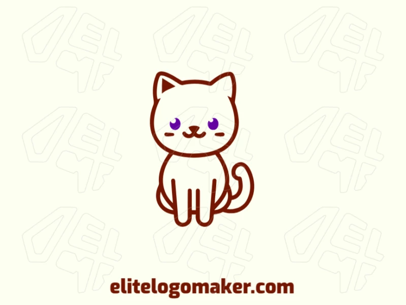 Un logotipo perfecto de mascota online con un gatito marrón, diseñado con detalles juguetones y un estilo amigable y accesible.