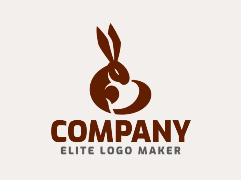 Un logotipo animal prominente con un conejo marrón, diseñado con líneas detalladas y un estilo dinámico para crear una identidad visual memorable.