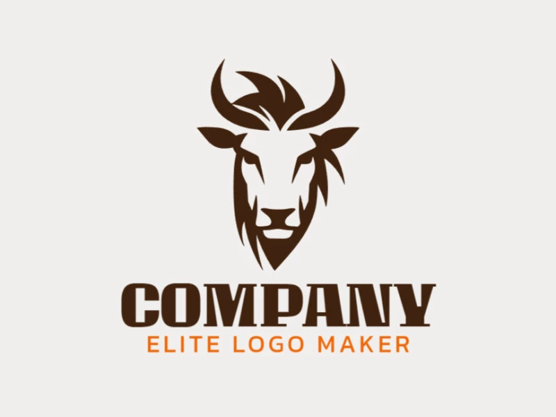 Un logotipo profesional en forma de una cabeza de toro con un estilo minimalista, el color utilizado fue marrón.