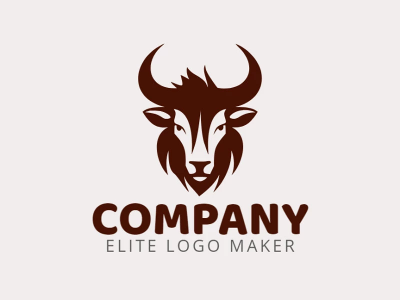 Logotipo ideal para diferentes empresas en forma de una cabeza de toro con un estilo minimalista.