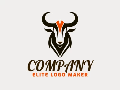 Un logotipo minimalista y elegante que presenta la cabeza de un toro en llamativos colores naranja y negro, encarnando fuerza y simplicidad.