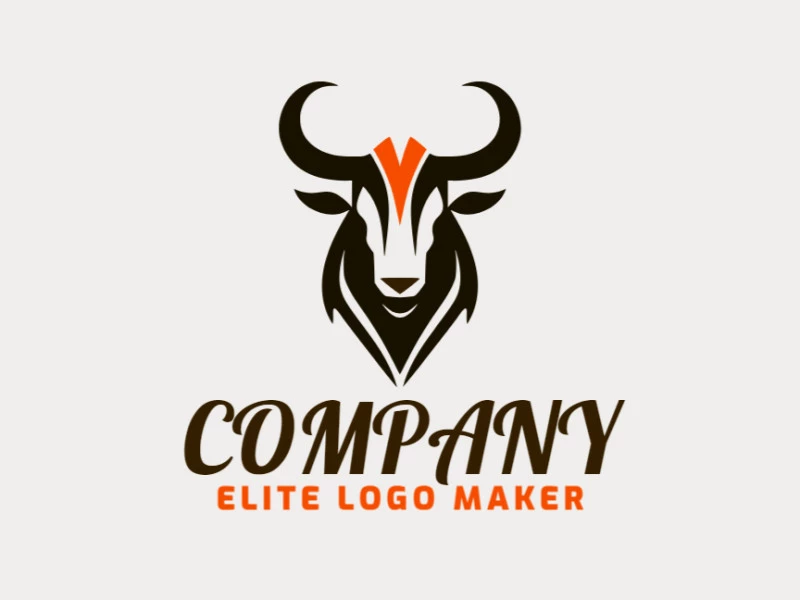 Un logotipo minimalista y elegante que presenta la cabeza de un toro en llamativos colores naranja y negro, encarnando fuerza y simplicidad.