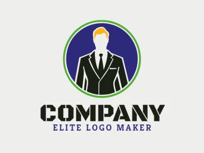 Logotipo profesional en forma de un hombre de negocios con diseño creativo y estilo circular.