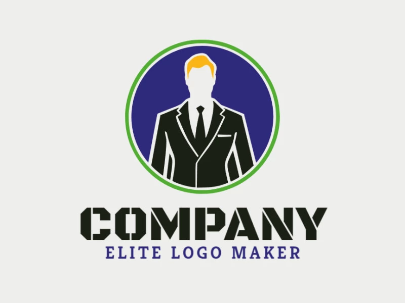 Logotipo profesional en forma de un hombre de negocios con diseño creativo y estilo circular.