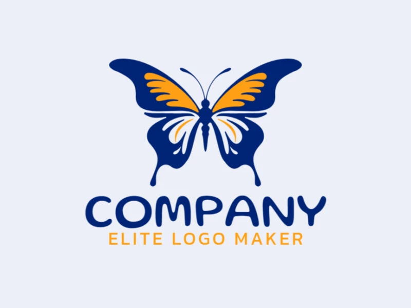 Logotipo personalizable en forma de una mariposa con diseño creativo y estilo simétrico.