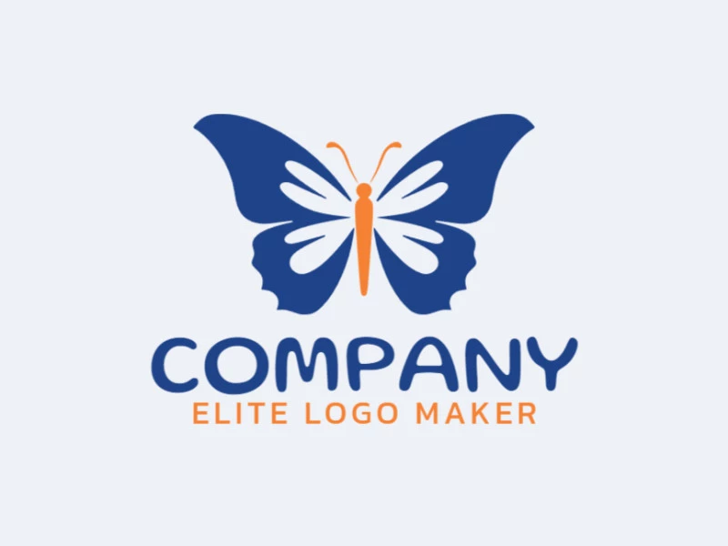 Logotipo con diseño creativo, formando una mariposa con estilo minimalista y colores personalizables.