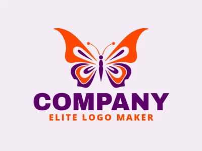 Crea un logotipo ideal para tu negocio en forma de una mariposa volando con un estilo simétrico y colores personalizables.