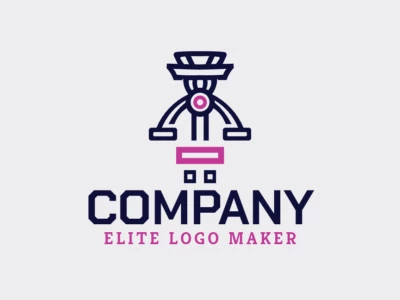 Logotipo disponible para venta en forma de una cámara combinado con un cuadricóptero, con estilo abstracto y colores azul y rosa.