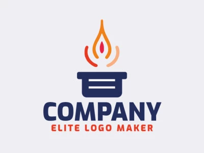 Un logotipo minimalista con una vela, simbolizando iluminación y calidez, en tonos vibrantes de naranja, rojo y azul oscuro.