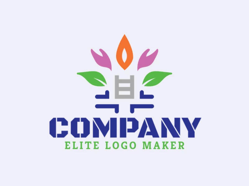 Crea un logotipo ideal para tu negocio en forma de una vela combinado con hojas con un estilo minimalista y colores personalizables.